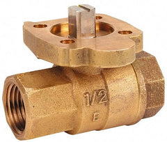 NIBCO - 1/2" Pipe, Full Port, Bronze Standard Ball Valve - 2 Piece, Inline - One Way Flow, FNPT x FNPT Ends, ISO Actuation Mount Handle, 600 WOG, 200 WSP - Top Tool & Supply