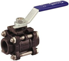 NIBCO - 3/4" Pipe, Full Port, Carbon Steel Standard Ball Valve - 3 Piece, Inline - One Way Flow, FNPT x FNPT Ends, Locking Lever Handle, 1,000 WOG - Top Tool & Supply