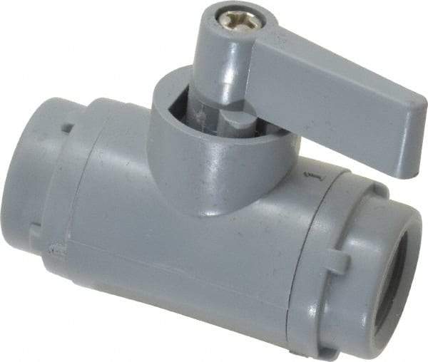 Specialty Mfr - 1/4" Pipe, PVC Standard Ball Valve - Inline - Two Way Flow, FNPT x FNPT Ends, Wedge Handle, 125 WOG - Top Tool & Supply