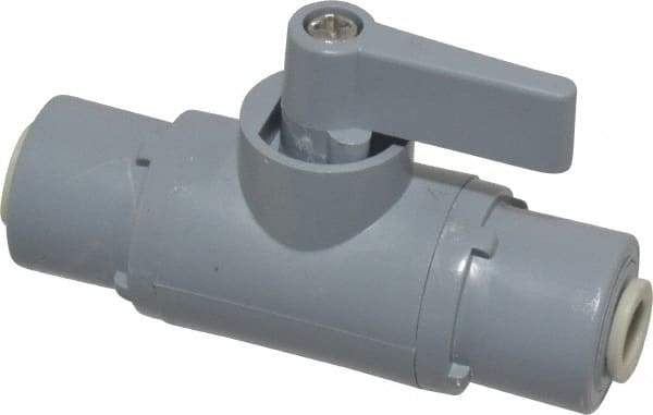 Specialty Mfr - 1/4" Pipe, PVC Standard Ball Valve - Inline - Two Way Flow, Push-to-Connect x Push-to-Connect Ends, Wedge Handle, 125 WOG - Top Tool & Supply