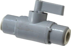 Specialty Mfr - 3/8" Pipe, PVC Standard Ball Valve - Inline - Two Way Flow, Push-to-Connect x Push-to-Connect Ends, Wedge Handle, 125 WOG - Top Tool & Supply