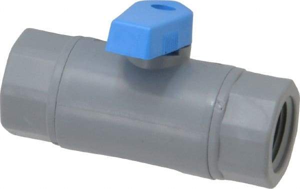 Specialty Mfr - 3/8" Pipe, PVC Standard Ball Valve - Inline - One Way Flow, FNPT x FNPT Ends, Wedge Handle, 125 WOG - Top Tool & Supply