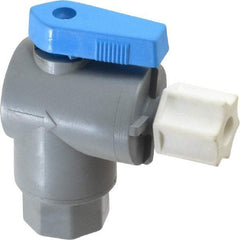 Specialty Mfr - 1/4" Pipe, PVC Standard Ball Valve - Right Angle, FNPT x Compression Ends, Wedge Handle, 125 WOG - Top Tool & Supply