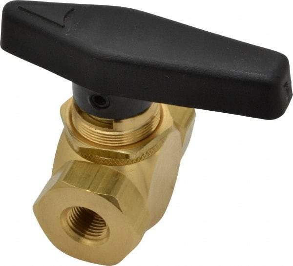 Specialty Mfr - 1/8" Pipe, Brass Standard Ball Valve - Inline - Two Way Flow, FNPT x FNPT Ends, Wedge Handle, 500 WOG - Top Tool & Supply