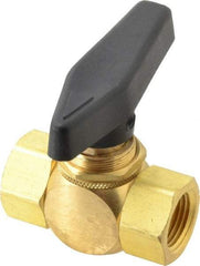 Specialty Mfr - 3/8" Pipe, Brass Standard Ball Valve - Inline - Two Way Flow, FNPT x FNPT Ends, Wedge Handle, 500 WOG - Top Tool & Supply