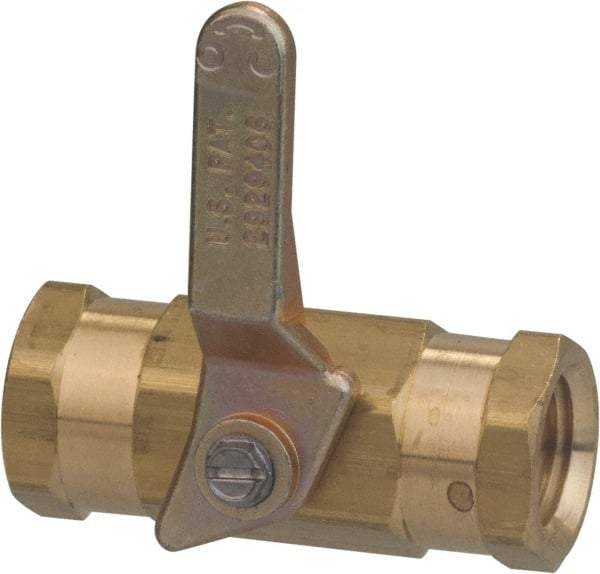 Specialty Mfr - 3/8" Pipe, Brass Standard Ball Valve - Inline - Two Way Flow, FNPT x FNPT Ends, Lever Handle, 500 WOG - Top Tool & Supply