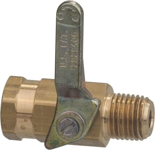 Specialty Mfr - 1/4" Pipe, Brass Standard Ball Valve - Inline - Two Way Flow, MNPT x FNPT Ends, Lever Handle, 500 WOG - Top Tool & Supply