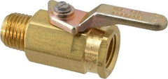 Specialty Mfr - 1/4" Pipe, Brass Standard Ball Valve - Inline - One Way Flow, MNPT x FNPT Ends, Lever Handle, 500 WOG - Top Tool & Supply