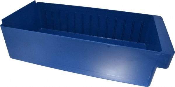 Quantum Storage - 28 Lb. Load Capacity, 17-5/8" Deep, Blue High-Impact Polystyrene Drawer Bin - 4-5/8" High x 8-3/8" Wide x 17-5/8" Long - Top Tool & Supply