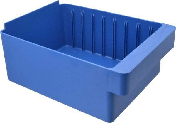 Quantum Storage - 28 Lb. Load Capacity, 11-5/8" Deep, Blue High-Impact Polystyrene Drawer Bin - 4-5/8" High x 8-3/8" Wide x 11-5/8" Long - Top Tool & Supply