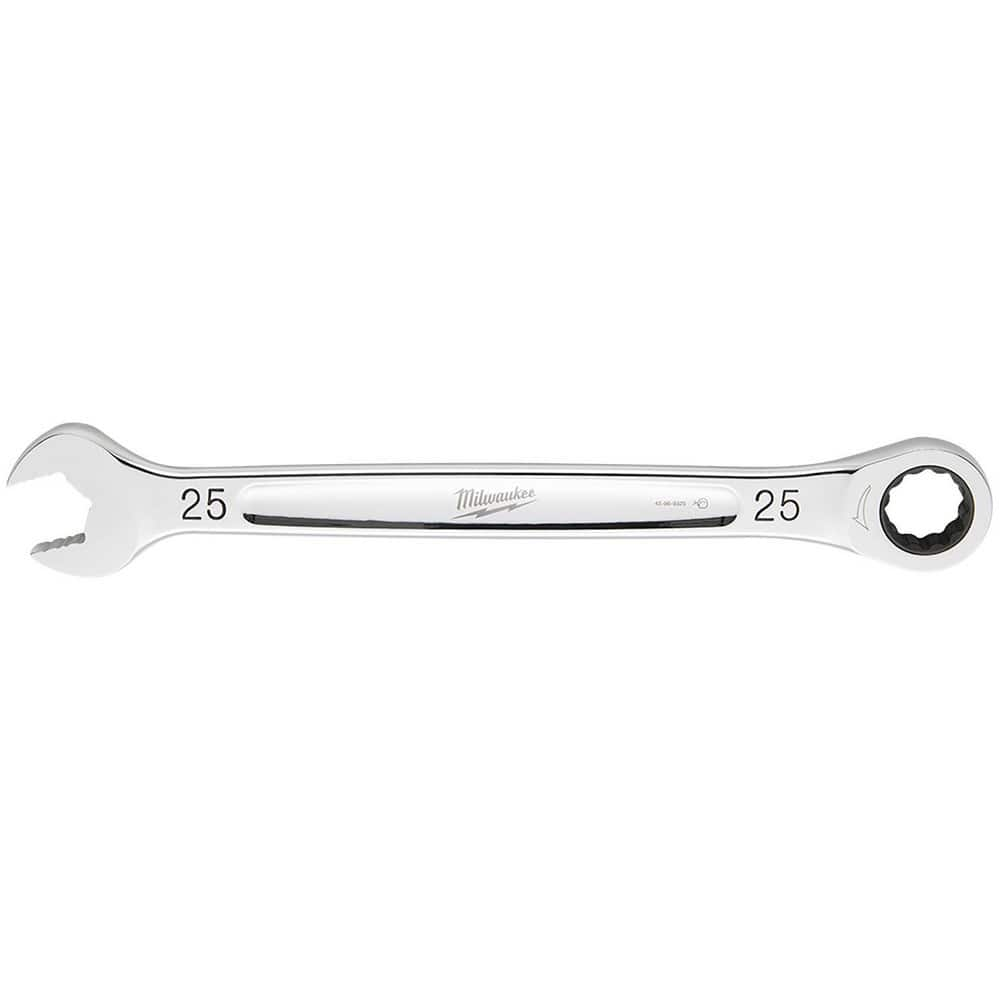 Combination Wrench: 25 mm Head Size Steel, Chrome-Plated