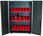 Wall Tree Locker - Hold 18 Pcs. 40 Taper - Textured Black with Red Shelves - Top Tool & Supply