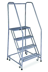 Model 1000; 4 Steps; 30 x 31'' Base Size - Steel Mobile Platform Ladder - Top Tool & Supply