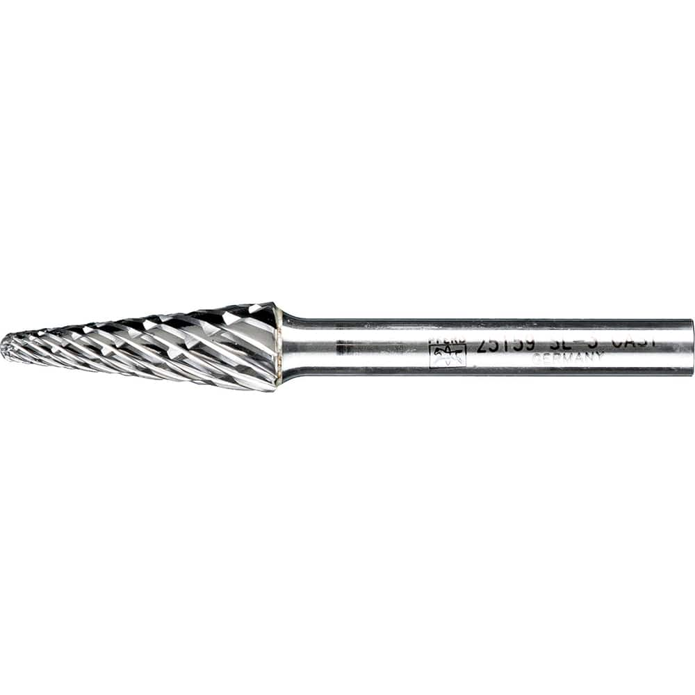 PFERD - SL-3, 3/8" Cut Diam, 1/4" Shank Diam, Carbide End Cut Taper with Radius End Burr - Exact Industrial Supply