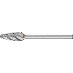 PFERD - SF-51, 1/4" Cut Diam, 1/8" Shank Diam, Carbide Aluma Cut End Cut Tree with Radius End Burr - Exact Industrial Supply