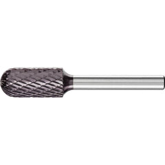 PFERD - SC-5L6, 1/2" Cut Diam, 1/4" Shank Diam, Carbide Double Cut Cylinder with Radius End Burr - Exact Industrial Supply