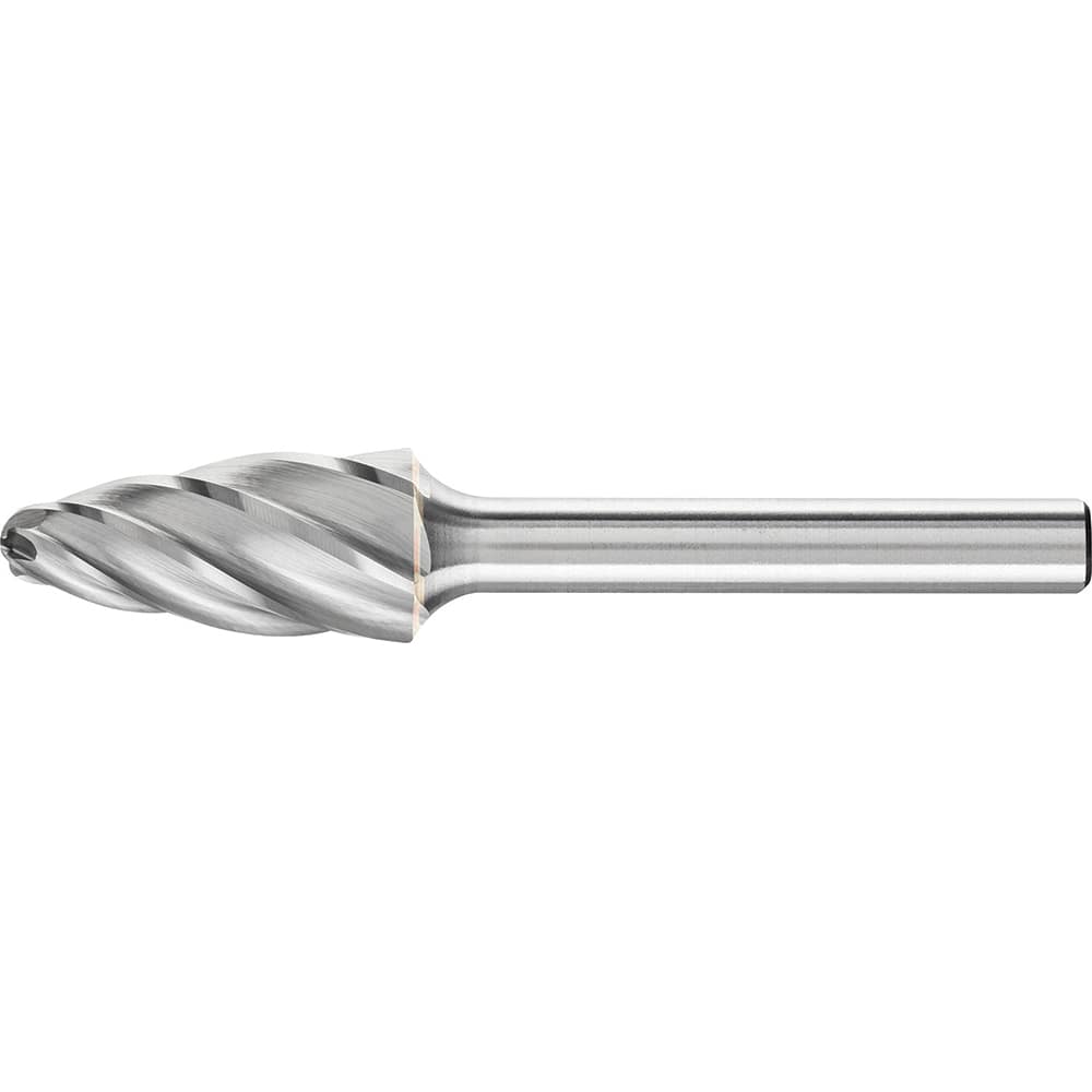 PFERD - SF-5, 1/2" Cut Diam, 1/4" Shank Diam, Carbide End Cut Aluma Cut Tree with Radius End Burr - Exact Industrial Supply