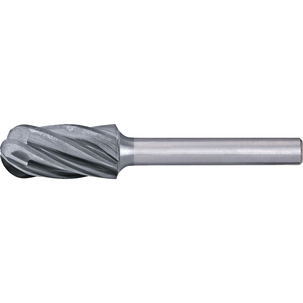 PFERD - SC-5, 1/2" Cut Diam, 1/4" Shank Diam, Carbide End Cut Aluma Cut Cylinder with Radius End Burr - Exact Industrial Supply