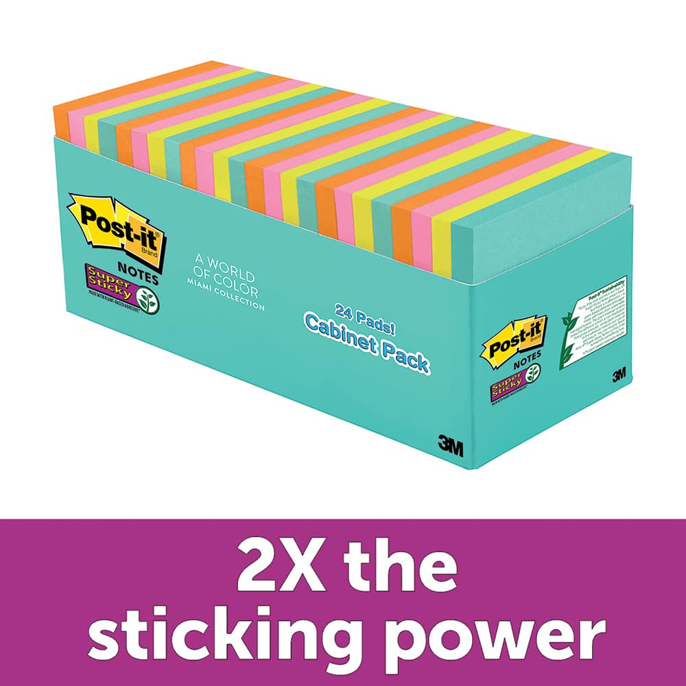 3M - Note Pads, Writing Pads & Notebooks; Writing Pads & Notebook Type: Desk Pad ; Size: 3" x 3" ; Number of Sheets: 70 ; Color: Multi-Color - Exact Industrial Supply