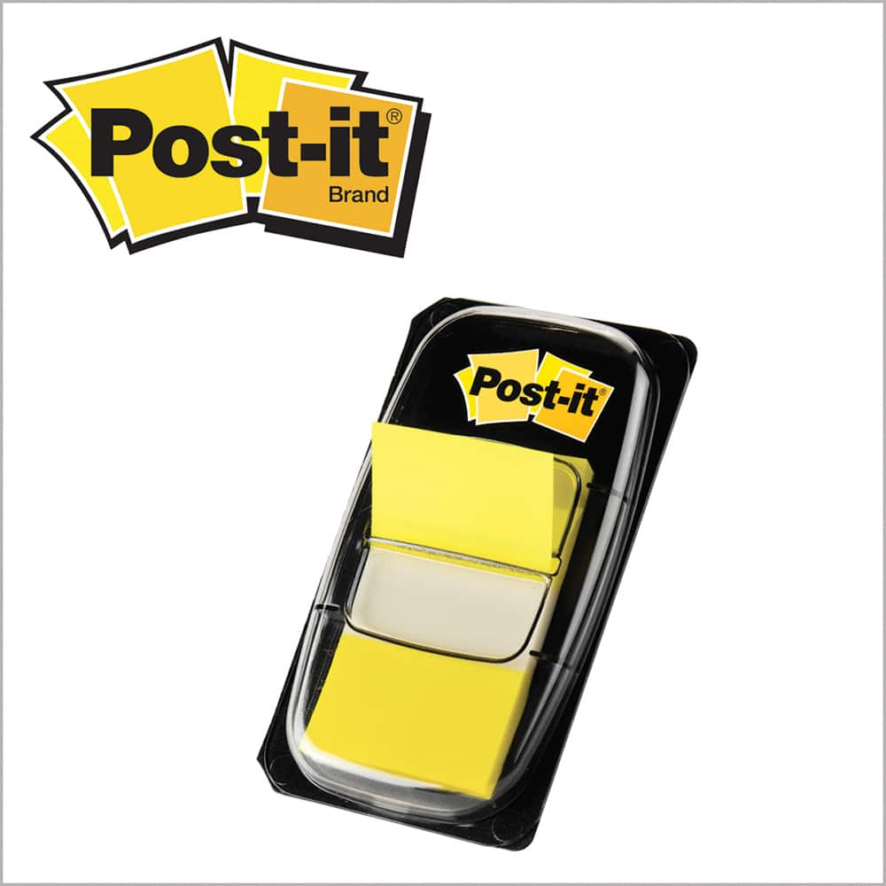 3M - Self-Stick Page Flags; Style: Flag ; Color: Yellow ; Size: 1 x 1.7 - Exact Industrial Supply