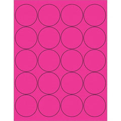 Tape Logic - Pack of (20), 100 Sheet 2" x 2" Fluorescent Pink Permanent Acrylic Laser Labels - Top Tool & Supply