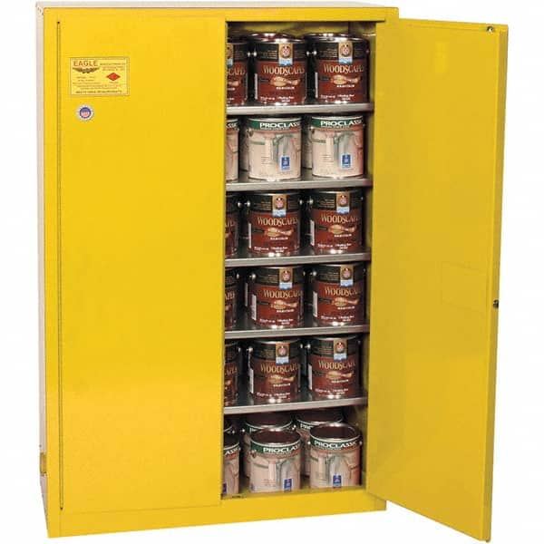 Eagle - Safety Cabinets Hazardous Chemical Type: Flammable and Combustible Liquids Color: Yellow - Top Tool & Supply