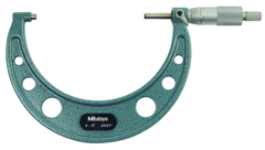 4 - 5'' Measuring Range - .0001 Graduation - Ratchet Thimble - Carbide Face - Outside Micrometer - Top Tool & Supply
