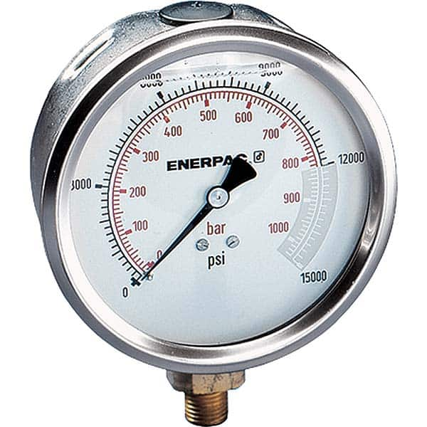 Enerpac - Hydraulic Pressure Gages & Adapters Type: Glycerine Filled Pressure Rating: 15000 - Top Tool & Supply