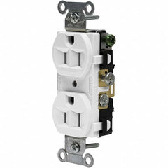 Hubbell Wiring Device-Kellems - 125V 15A NEMA 5-15R Commercial Grade White Straight Blade Duplex Receptacle - Top Tool & Supply