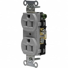 Hubbell Wiring Device-Kellems - 125V 15A NEMA 5-15R Commercial Grade Gray Straight Blade Duplex Receptacle - Top Tool & Supply