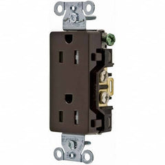 Hubbell Wiring Device-Kellems - 125V 15A NEMA 5-15R Commercial Grade Brown Straight Blade Duplex Receptacle - Top Tool & Supply