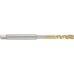 Guhring - 6-32 UNC 3 Flute 2B Modified Bottoming Spiral Flute Tap - High Speed Steel, TiN Finish, 4" OAL, Right Hand Flute, Right Hand Thread, H3/H4, Series 4283 - Top Tool & Supply