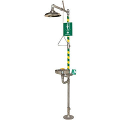 Haws - 23.7 GPM shower Flow, Drench shower, Eye & Face Wash Station - Bowl, Triangular Pull Rod, Push Handle & Foot Pedal Activated, Stainless Steel Pipe, Stainless Steel Shower Head, Corrosion Resistant - Top Tool & Supply