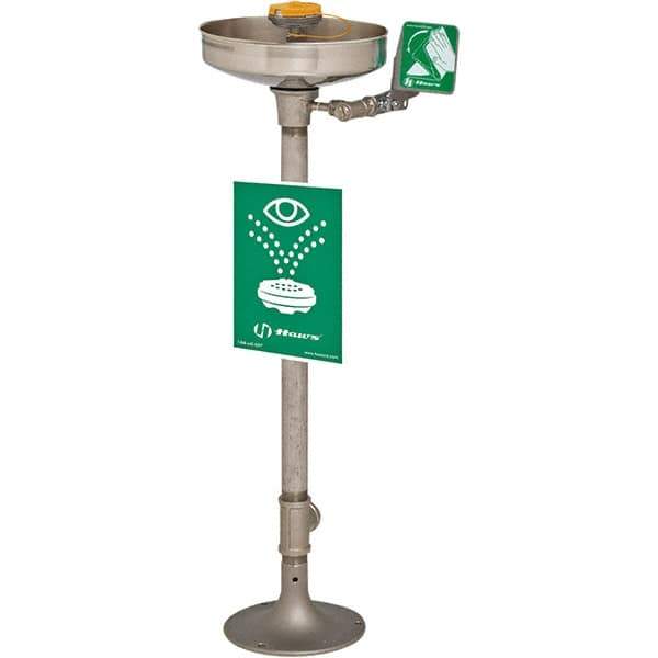 Haws - 15" Wide x 40" High, Pedestal Mount, Stainless Steel Bowl, Eye & Face Wash Station - 11" Inlet, 3.7 GPM Flow Rate - Top Tool & Supply