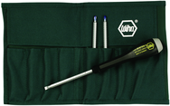 4 Piece - ESD Safe Interchangeable Blade Set Includes ESD Safe Handle - #10891 - Slotted 3; 4; 6 and Phillips #0; 1 & 2 Blades in Canvas Pouch - Top Tool & Supply