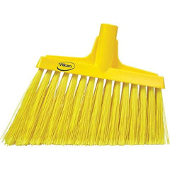 Vikan - 11-1/2" Wide, Yellow Polyester Bristles, Angled Broom - Flagged, Water Resistant - Top Tool & Supply