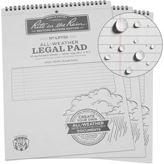 Rite in the Rain - Note Pads, Writing Pads & Notebooks; Writing Pads & Notebook Type: Legal Pad ; Size: 8-1/2 x 11" ; Number of Sheets: 35 ; Color: Gray ; Additional Information: Weatherproof - Exact Industrial Supply