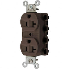 Hubbell Wiring Device-Kellems - 125V 20A NEMA 5-20R Specification Grade Brown Straight Blade Duplex Receptacle - Top Tool & Supply