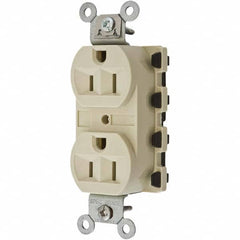 Hubbell Wiring Device-Kellems - 125V 15A NEMA 5-15R Specification Grade Ivory Straight Blade Duplex Receptacle - Top Tool & Supply