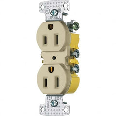 Hubbell Wiring Device-Kellems - 125V 15A NEMA 5-15R Residential Grade Ivory Straight Blade Duplex Receptacle - Top Tool & Supply