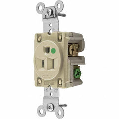 Hubbell Wiring Device-Kellems - 125V 15A NEMA 5-15R Hospital Grade Ivory Straight Blade Single Receptacle - Top Tool & Supply