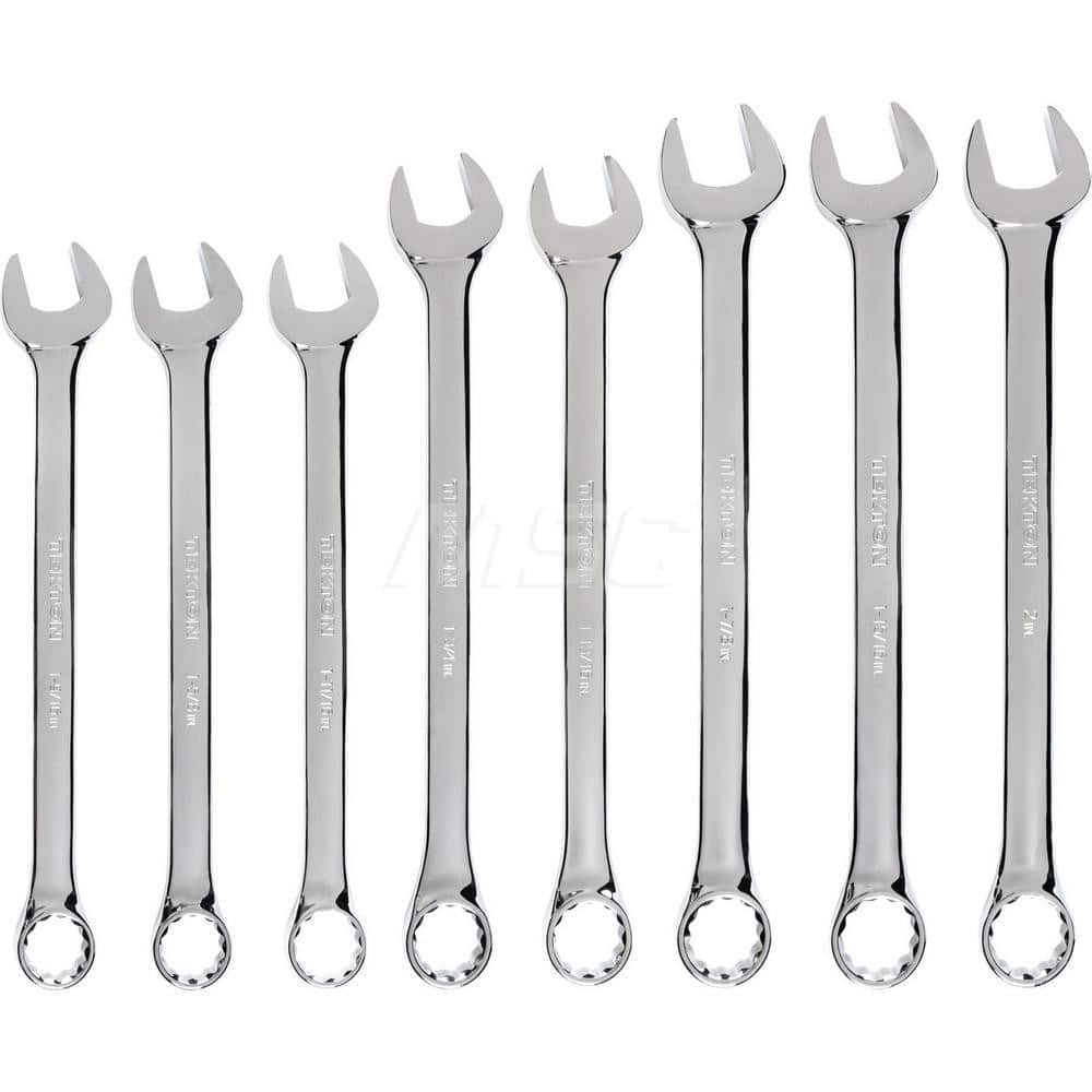 Wrench Set: 8 Pc, Inch Chrome-Plated