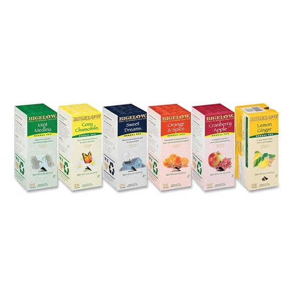 Bigelow - Coffee, Tea & Accessories Breakroom Accessory Type: Tea Bags Breakroom Accessory Description: Assorted Tea Packs, Six Flavors, 28/Box, 168/Carton - Top Tool & Supply