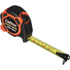 Lufkin - 16' x 3/4" Yellow Steel Blade Tape Measure - 1/8" Graduation, Inch/Metric Graduation Style, Orange/Black ABS Plastic Case - Top Tool & Supply