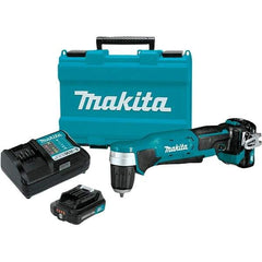 Makita - 12 Volt 3/8" Chuck Right Angle Handle Cordless Drill - 0-1100 RPM, Keyless Chuck, Reversible, 2 Lithium-Ion Batteries Included - Top Tool & Supply