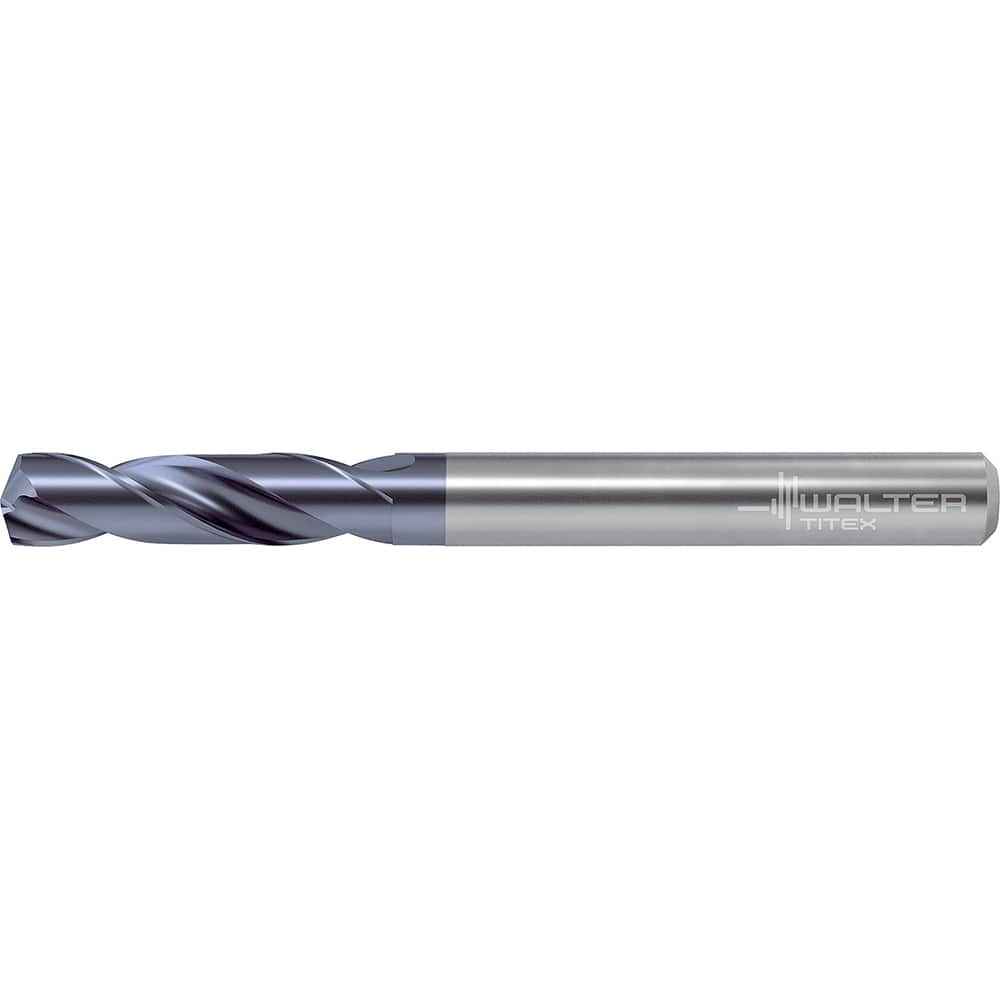 Screw Machine Length Drill Bit: 0.1142″ Dia, 140 °, Solid Carbide Coated, Right Hand Cut, Straight-Cylindrical Shank, Series DC150-03-A0