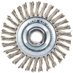 Norton - 4" OD, 5/8-11 Arbor Hole, Stringer Bead Twist Knot Stainless Steel Wheel Brush - Top Tool & Supply