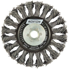 Norton - 4-1/2" OD, 5/8-11 Arbor Hole, Knotted Carbon Wheel Brush - Top Tool & Supply