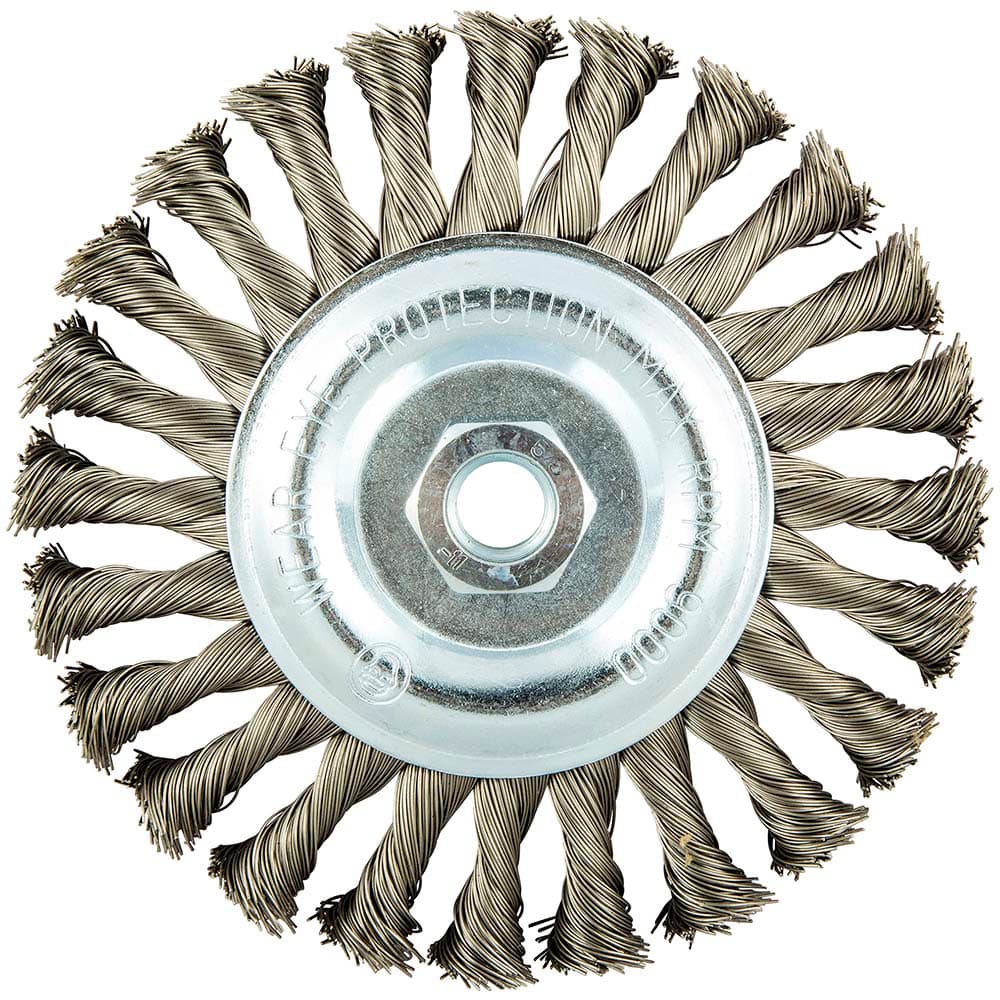 Norton - 6" OD, 5/8-11 Arbor Hole, Knotted Stainless Steel Wheel Brush - Top Tool & Supply