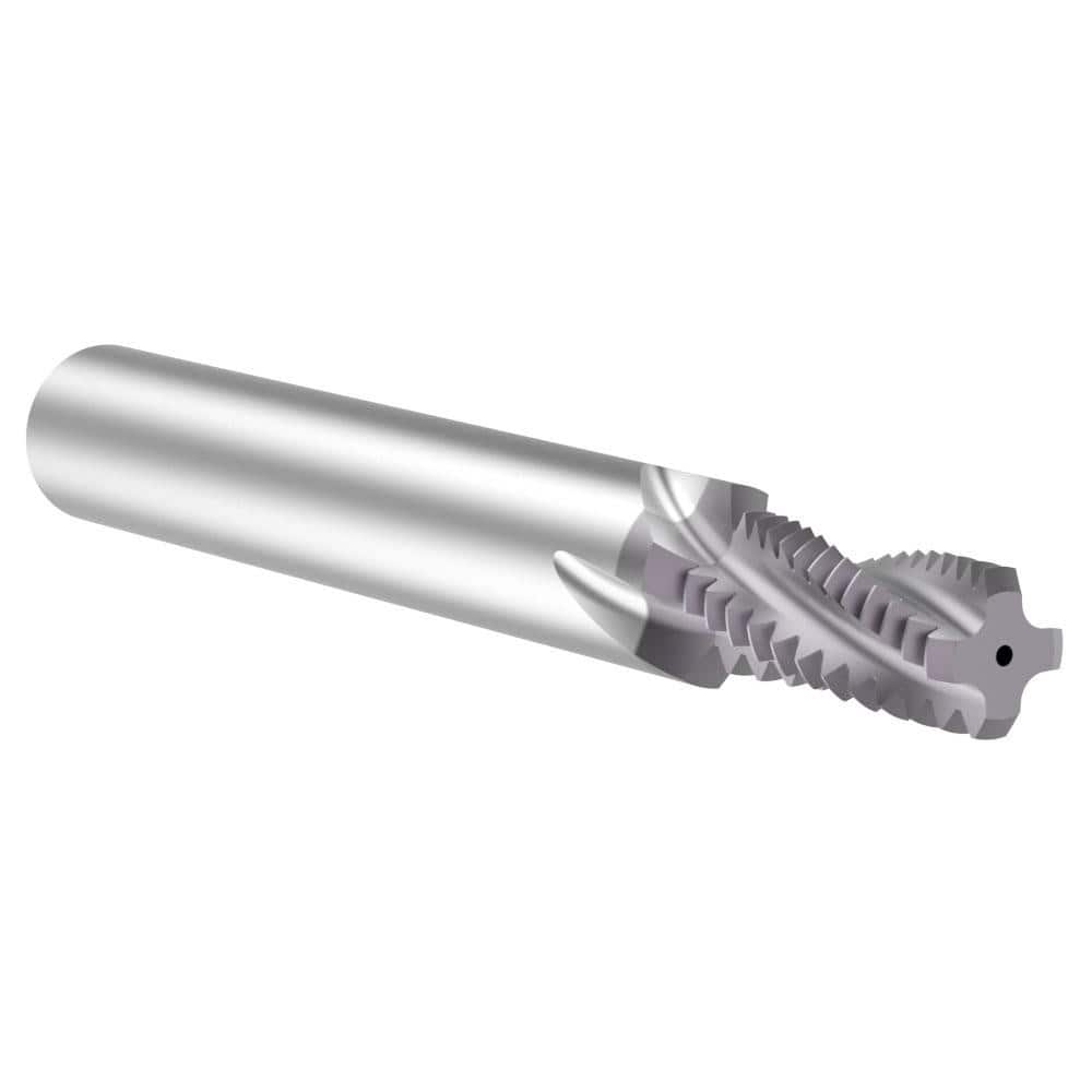 Helical Flute Thread Mill: 3/8, Internal & External, 4 Flute, 3/8″ Shank Dia, Solid Carbide 16 TPI, 0.3″ Cut Dia, 3/4″ LOC, TiAlN Coated